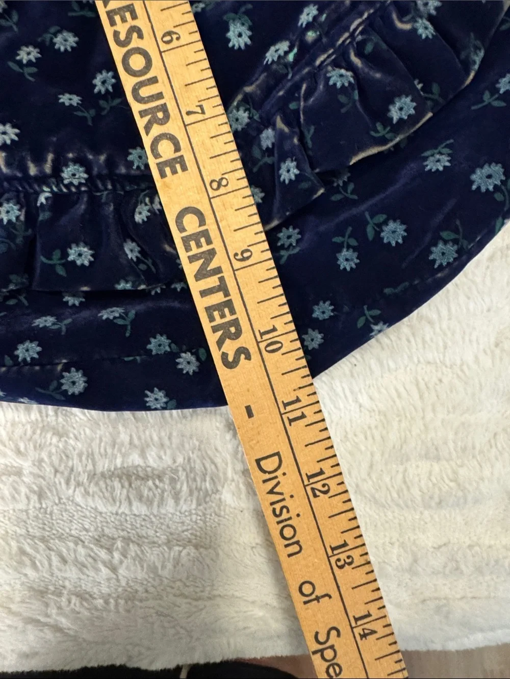 Vintage Navy Floral Ruffle Shoulder Bag